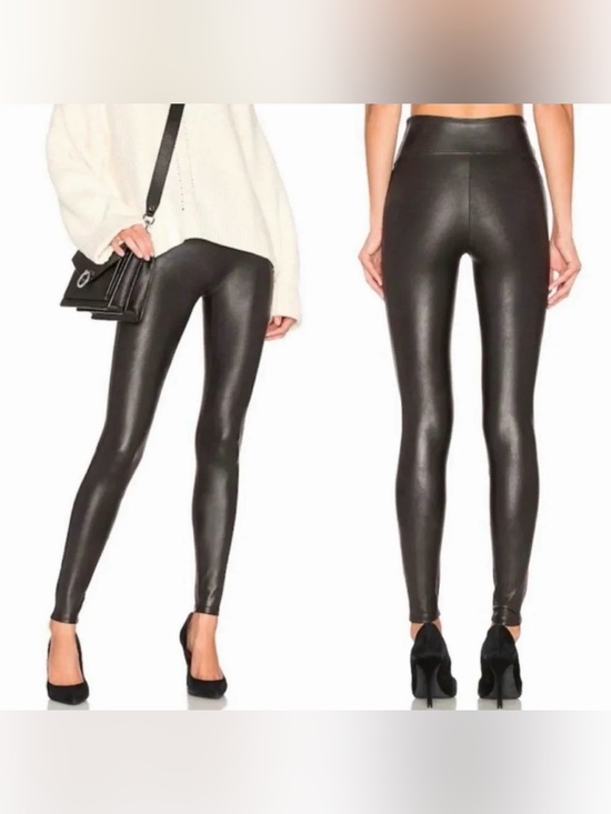 SPANX Pants - SPANX Black Faux Leather Leggings NWT Size L